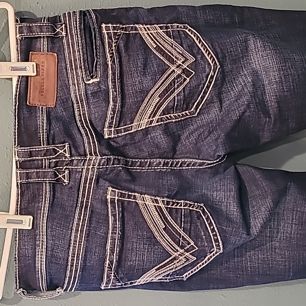 Buckle Black Mens Boot Cut Jeans 31x32